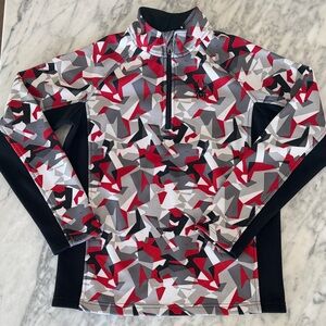 Spyder Red and Gray Geometric Men's Youth L ski shirt